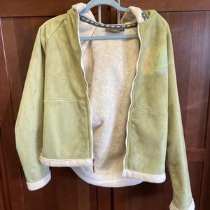Green velvety Sherpa fuzzy jacket